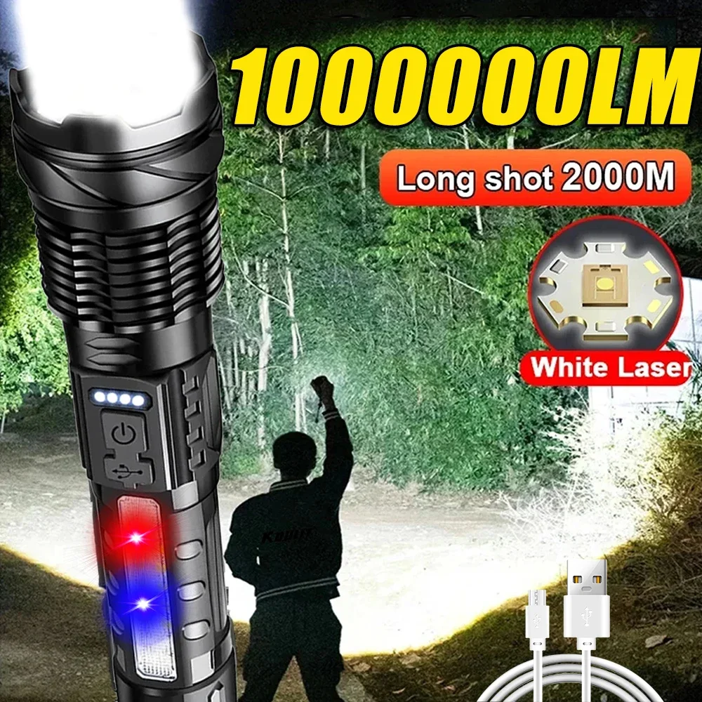 Outdoor Power For Lights - Leistungsstarke LED-Taschenlampe, wiederaufladbar, Campingleuchte mit Seitenlicht,