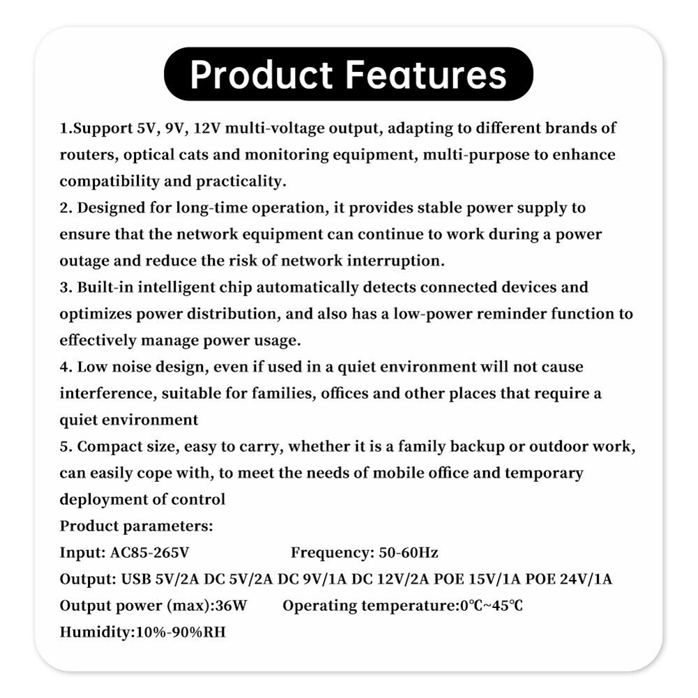 Outdoor Uninterruptible Power Supply - 1018L 5V 9V 12V Backup-DC-USV (Unterbrechungsfreie