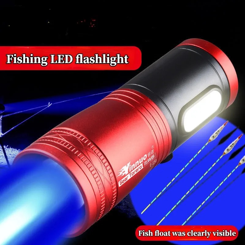 Outdoor Power For Lights - Tragbare Angellaterne, wiederaufladbar, 4 Lichtquellen, Angel-LED-Taschenlampe,