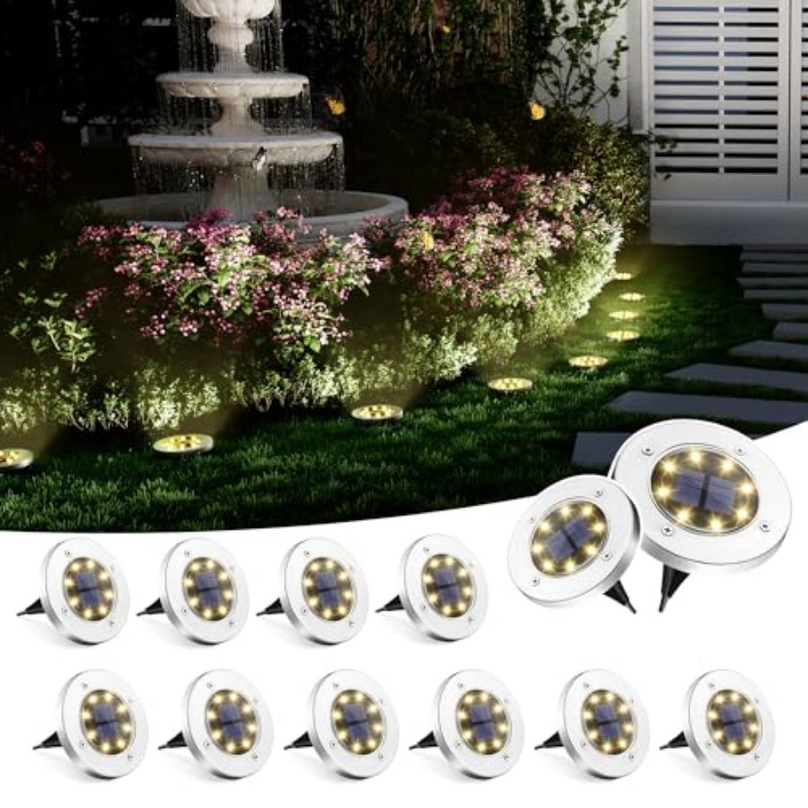 Outdoor Power For Lights - Solar-Bodenleuchten, Solar-Außenleuchten, Wasserdicht, 8 LED, Solarbetriebene